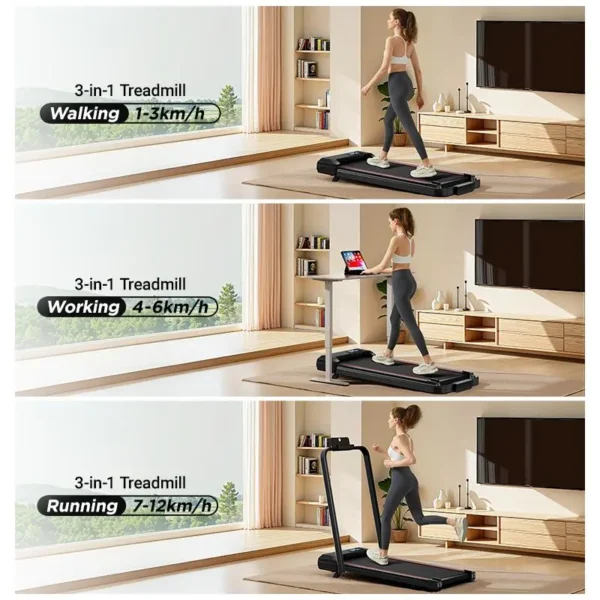UMAY-Tapis de course pliable à moteur sans balais, vitesse jusqu'à 12 km/h, inclinaison réglable, compact et silencieux-idéal pour l'entraînement à domicile (jusqu'à 136 kg) - Imagen 7